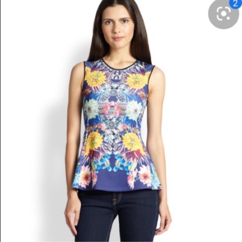 Clover Canyon Floral Peplum Blue Top